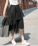 Sweet Star Mid-Length Pleated Flowy Fluffy Mesh Skirt