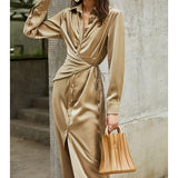 Long Silk Shirt Dress