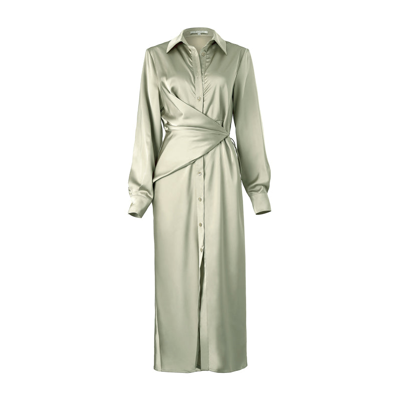 Long Silk Shirt Dress