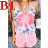 Women's Rompers Summer Floral Ruffle V Neck Sleeveless Elastic Waist Jumpsuit