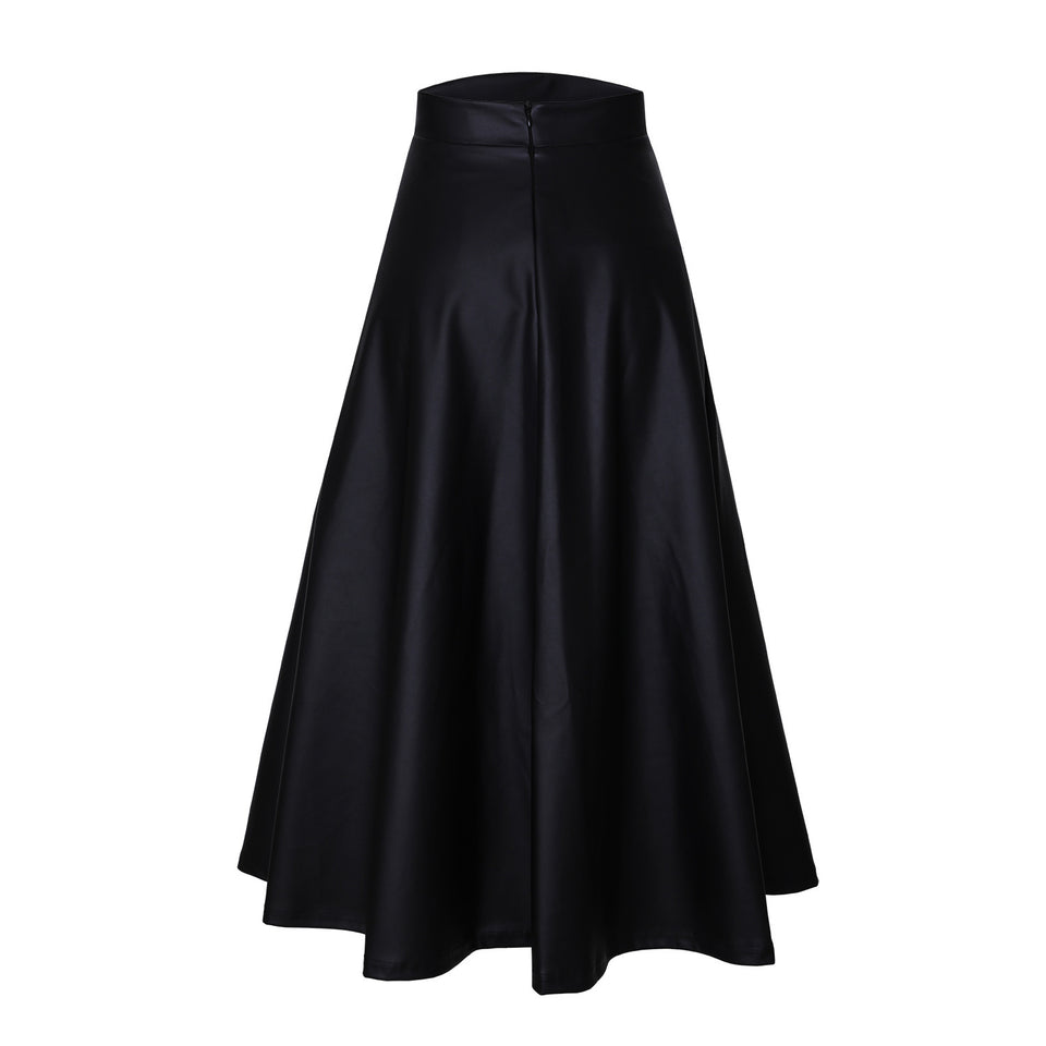 Women's Pu Leather Skirt Mid-length Black