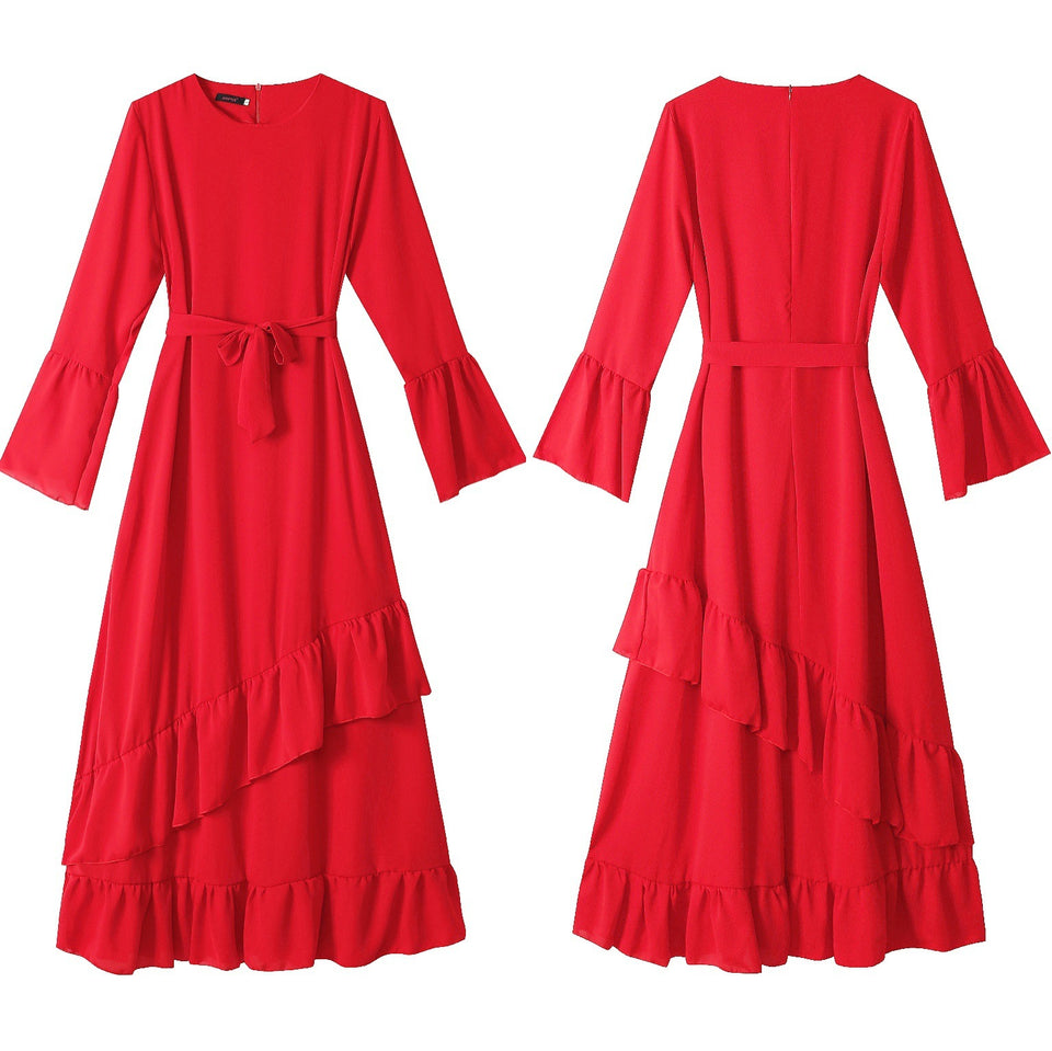 Ruffle Long Sleeved Dress