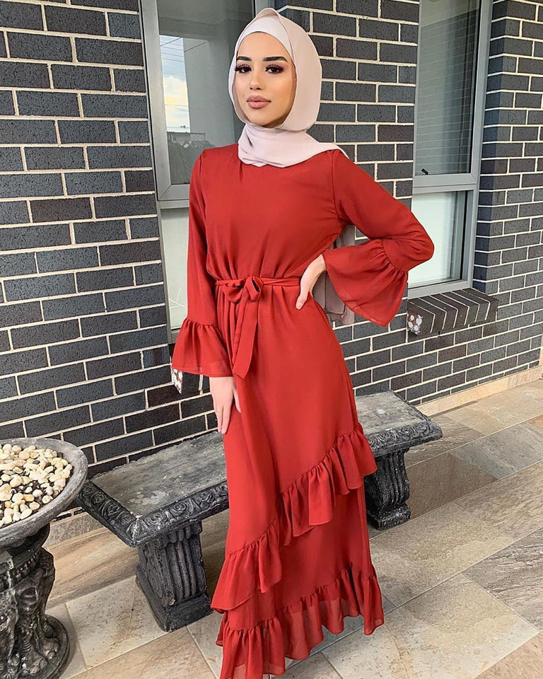 Ruffle Long Sleeved Dress