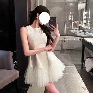 Puff Mesh Pearlescent Dress