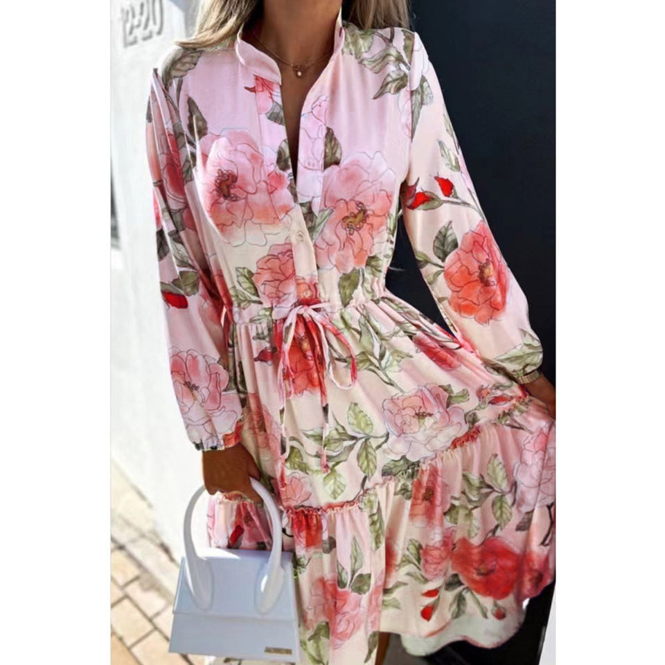 Fashion Women Print Loose Fashion Long Sleeve Dress