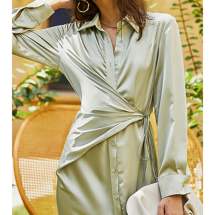 Long Silk Shirt Dress