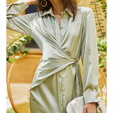 Long Silk Shirt Dress