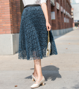 Sweet Star Mid-Length Pleated Flowy Fluffy Mesh Skirt