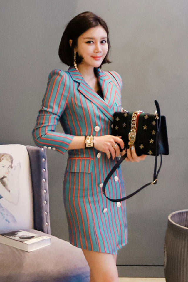 Women's professional blazer striped dress