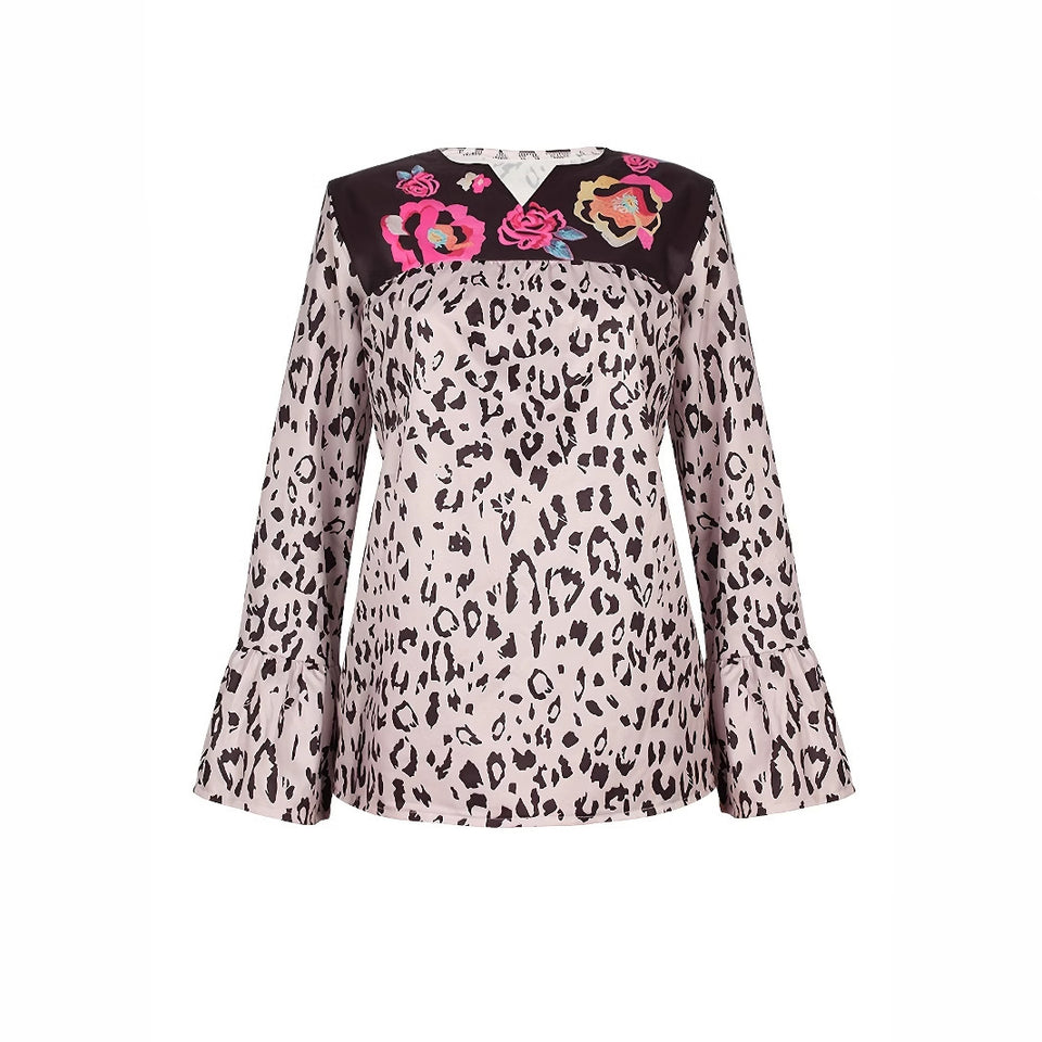 V-neck Long-sleeved Chiffon Top