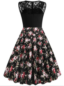 Retro Floral Lace Dress