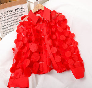Flower Chiffon Gauzy Shirt