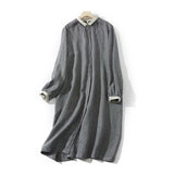 Mid-length Long Sleeve Cotton Linen Shirt