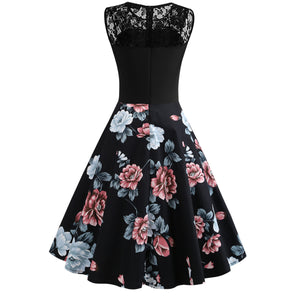 Retro Floral Lace Dress