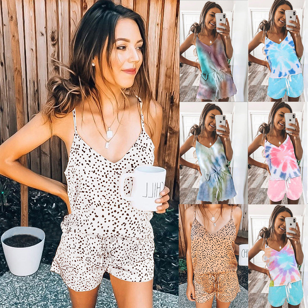 Women's Rompers Summer Floral Ruffle V Neck Sleeveless Elastic Waist Jumpsuit