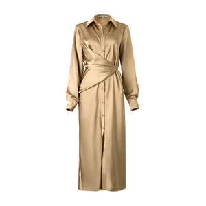 Long Silk Shirt Dress