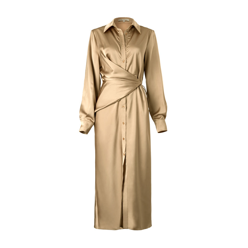 Long Silk Shirt Dress