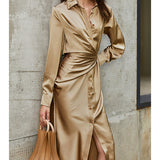 Long Silk Shirt Dress