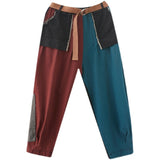 Contrast Color Stitching Denim Trousers