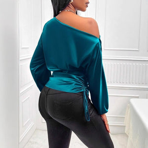 Satin Off-Shoulder Blouse