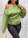 Satin Off-Shoulder Blouse