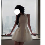 Puff Mesh Pearlescent Dress