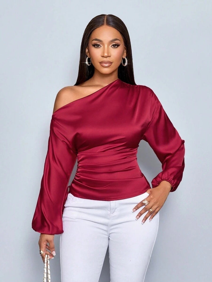 Satin Off-Shoulder Blouse
