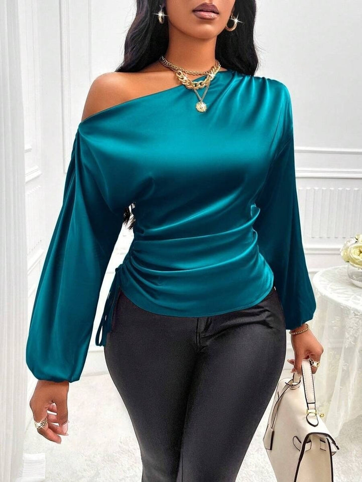 Satin Off-Shoulder Blouse