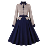 Houndstooth Patchwork Retro Dress