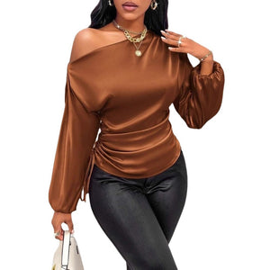 Satin Off-Shoulder Blouse