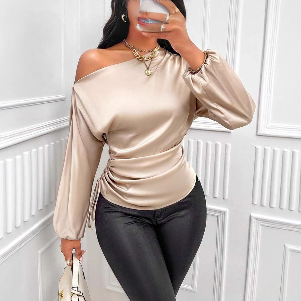 Satin Off-Shoulder Blouse