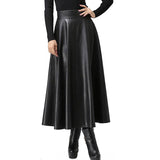 Women's Pu Leather Skirt Mid-length Black