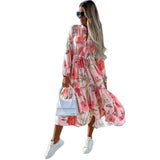 Fashion Women Print Loose Fashion Long Sleeve Dress