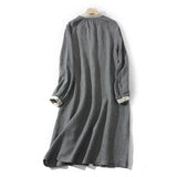 Mid-length Long Sleeve Cotton Linen Shirt