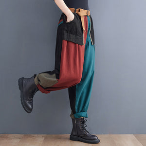 Contrast Color Stitching Denim Trousers