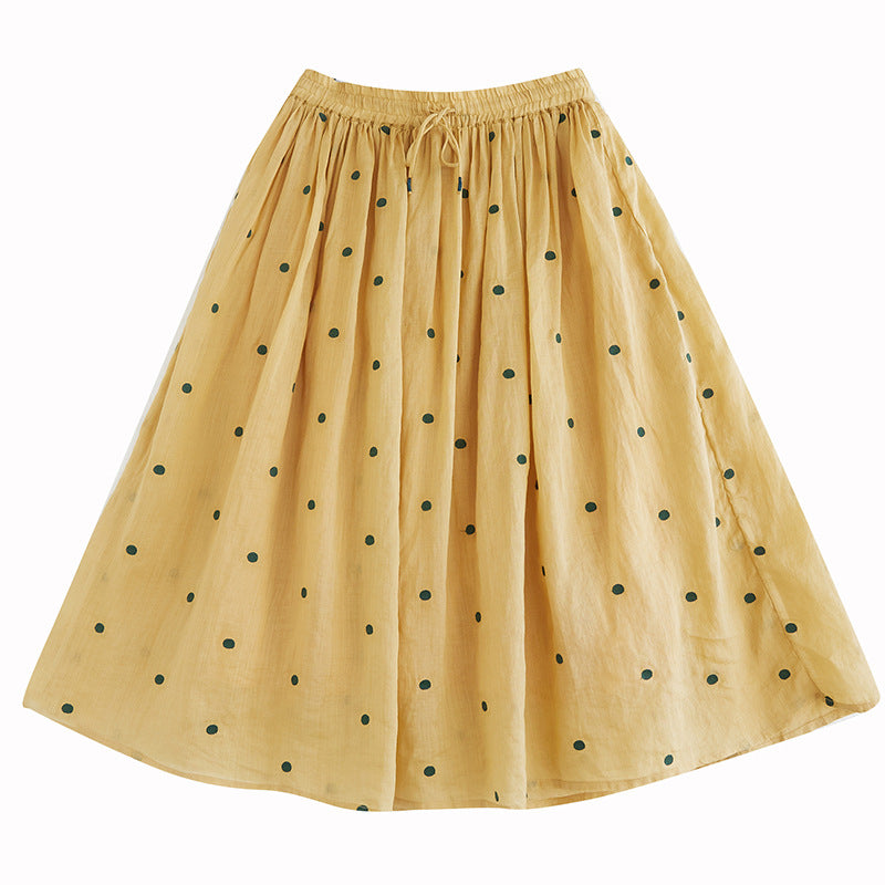 Cotton And Linen Women's Temperament Flowy Skirt