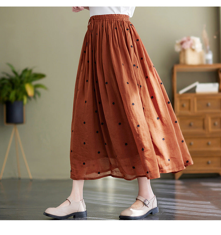 Cotton And Linen Women's Temperament Flowy Skirt