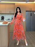 French Waist Slimming Floral Dress