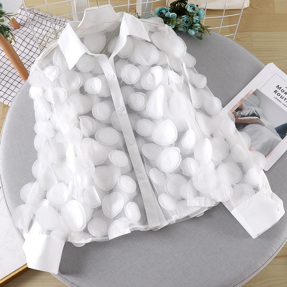 Flower Chiffon Gauzy Shirt
