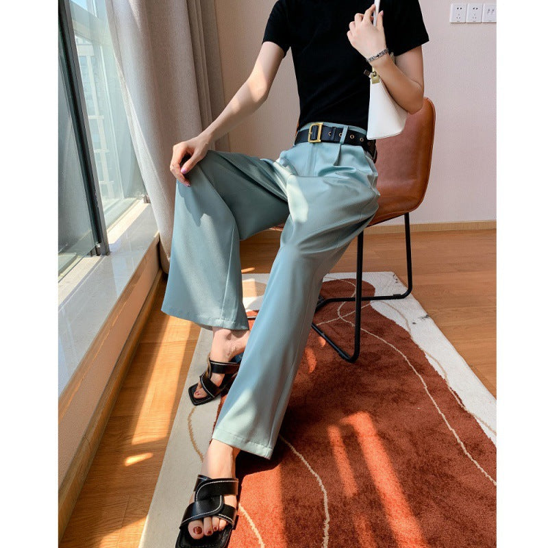 Satin Wide-leg Long Pants